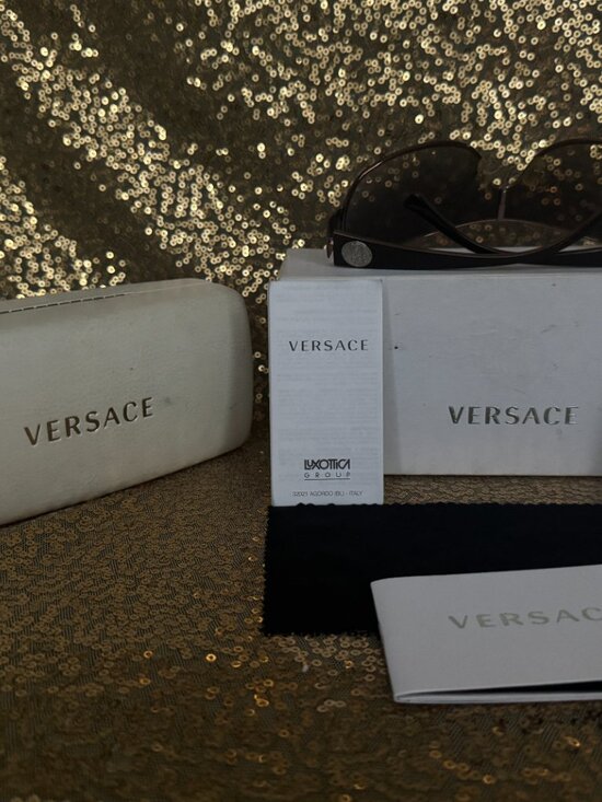 Versace Oversized Shield Sunglasses Brown Tortoise Frame Made in Italy main image 9